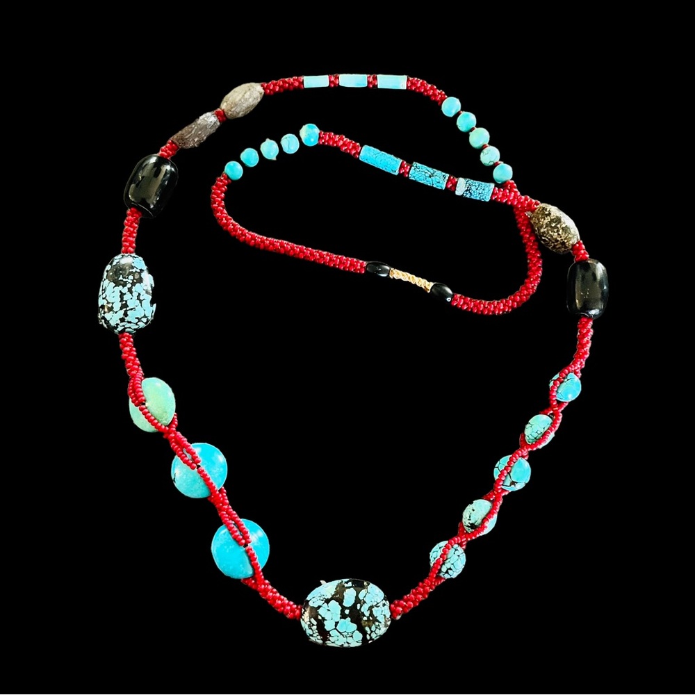 Turquoise Black Coral Necklace